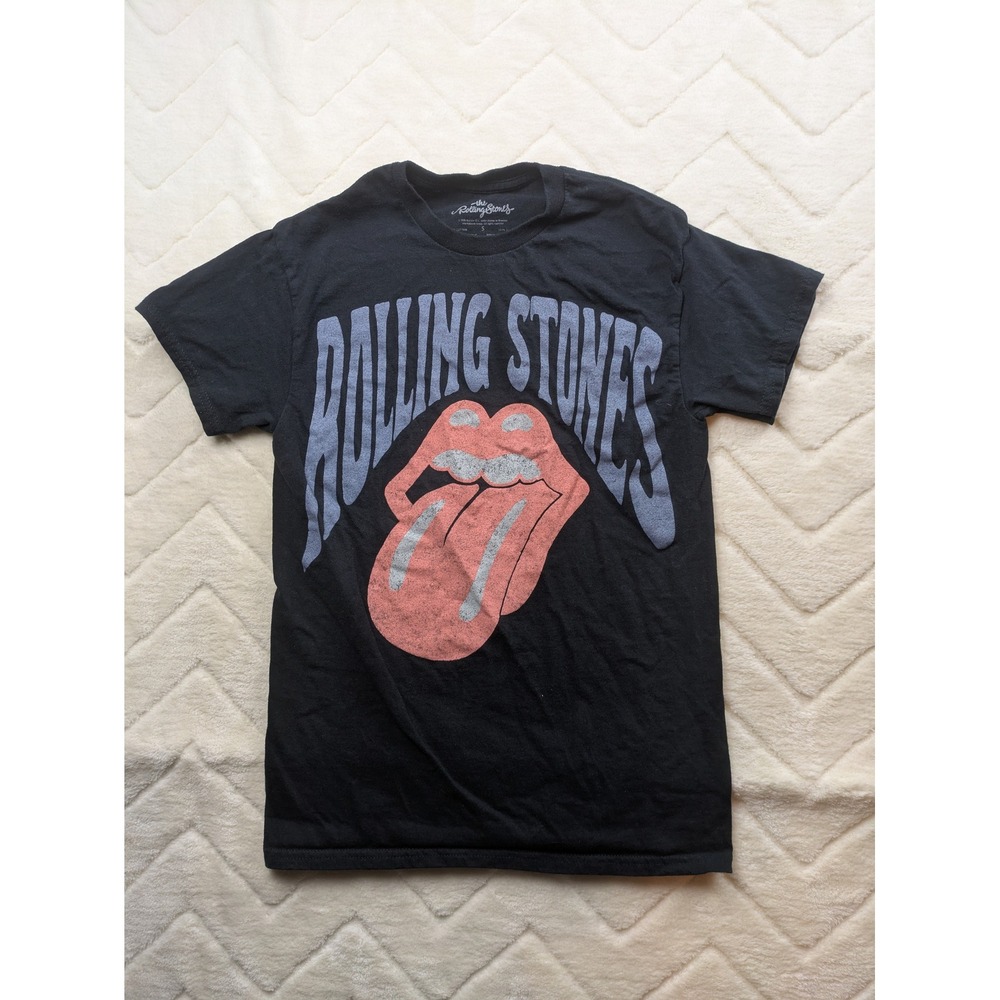 Rolling Stones Graphic T-Shirt Black Small Iconic Tongue Logo Band Tee 2020